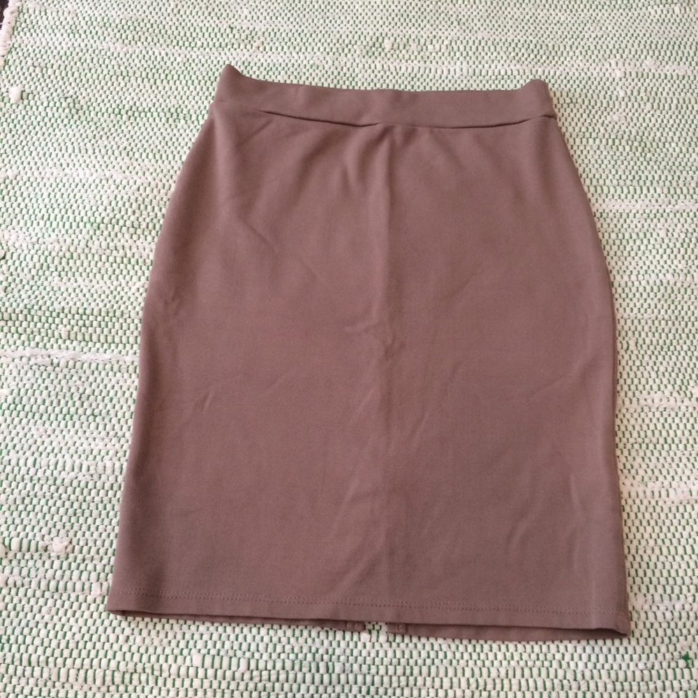 Khaki Stretch Skirt with slit